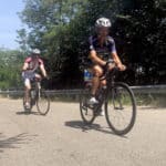Florian und Trainer Werner auf dem Fahrrad